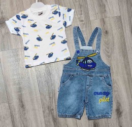 Комбинезон/Песочник Mandalino «Crazy pilat» голубой, мальчик 12-18-24 месяцев