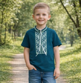 Вышиванка "Украинец" зеленый, мальчик 5-6-7-8-9 лет