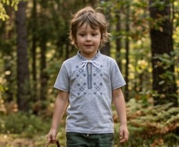 Вышиванка "Украинец" серый, мальчик 5-6-7-8-9 лет