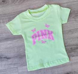 Футболка "Pink" зеленый(салатовый), девочка 1,5-3-5-7-9  лет