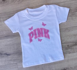 Футболка "Pink" белый, девочка 1,5-3-5-7-9  лет