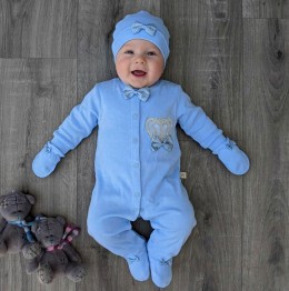 Человечек Waffle "Корона" голубой , мальчик 0-3-6 месяцев