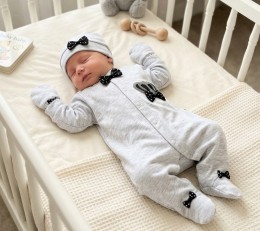 Человечек Waffle "Корона" серый , мальчик 0-3-6 месяцев