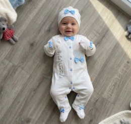 Человечек Waffle "Корона+принц" белый , мальчик 0-3-6 месяцев