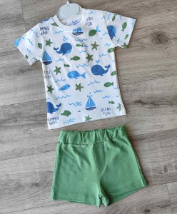 Костюм СGS "Киты" зеленый , мальчик 6-9-12-18 месяцев