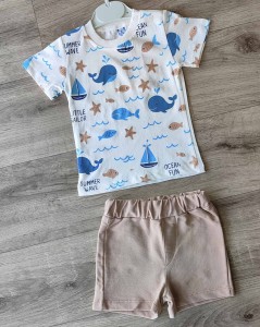 Костюм СGS "Киты" бежевый , мальчик 6-9-12-18 месяцев