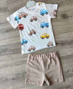 Костюм СGS "Машинки" бежевый , мальчик 6-9-12-18 месяцев