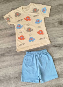 Костюм Giddy kids "Hello" блакитний, хлопчик 6-9-12-18 місяців