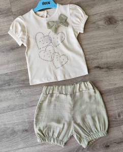 Костюм Deco "Бант+сердца" молочный, девочка 9-12-18-24 месяцев