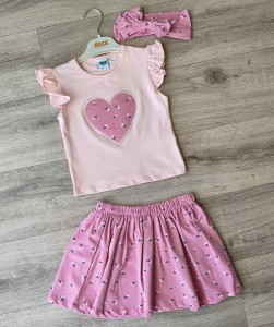 Костюм Deco «Сердце+цветочки» розовый(пудра), девочка 2-3-4-5 лет