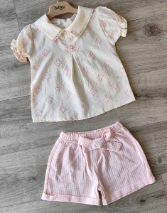 Костюм Bebico "Квадратики" розовый, девочка 9-12-18-24 месяцев