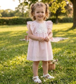 Платье Bebico "Рюши+сердце" розовый, девочка 9-12-18-24 месяцев