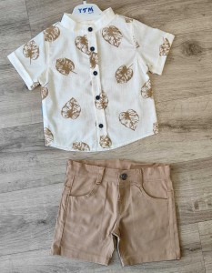 Костюм Y.T.M "Листочки" бежевый, мальчик 1-2-3-4 лет