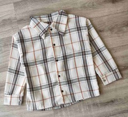 Сорочка« Клітина» бежевий, хлопчик 6-7-8-9 років