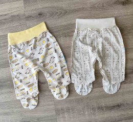 Ползуны "Зверьки" молочный, унисекс 0-3-6 месяцев