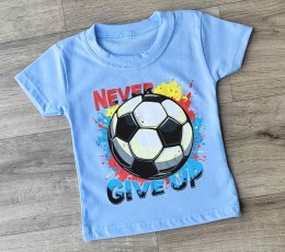 Футболка "Never" голубой, мальчик 1,5-3-5-7-9  лет