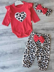 Комплект Murat Baby "Сердечко Лео" красный, девочка 0-3-6-9  месяцев