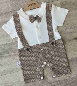 Песочник "Бабочка" коричневый, мальчик 0-3-6-9 месяцев