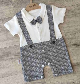 Песочник "Бабочка" серый, мальчик 0-3-6-9 месяцев