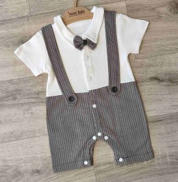 Песочник "Бабочка" бежевый, мальчик 0-3-6-9 месяцев