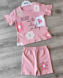Костюм Minitix "SHE" кораловый, девочка 9-12-18-24 месяцев