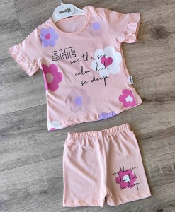 Костюм Minitix "SHE" персиковый, девочка 9-12-18-24 месяцев