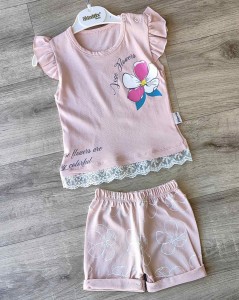 Костюм Minitix "Love flowers" рожевий(пудра), дівчинка 9-12-18-24 місяців