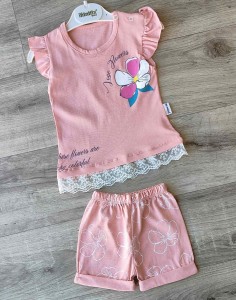 Костюм Minitix "Love flowers" кораловий, дівчинка 9-12-18-24 місяців
