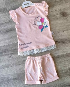 Костюм Minitix "Love flowers" персиковий, дівчинка 9-12-18-24 місяців