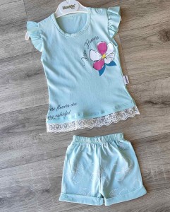 Костюм Minitix "Love flowers" зелений (м'ятний/бірюзовий), дівчинка 9-12-18-24 місяців