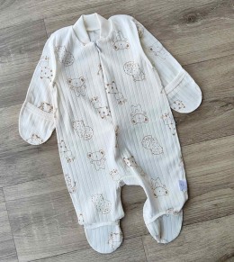 Человечек  "Зверюшки" молочный, унисекс 0-3 месяцев