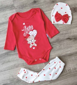 Комплект Poli Foni «Love» красный, девочка 3-6 месяцев