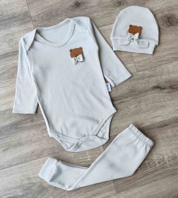 Комплект Poli Foni «Мишка» серый, мальчик 3-6 месяцев