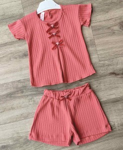 Костюм My Bella «Бантики» кораловый, девочка 6-9-12-18 месяцев