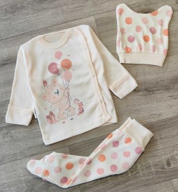 Комплект Baby Can «Мишка» персиковый, девочка 0 месяцев