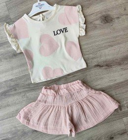 Костюм Messinho "Love" розовый, девочка 9-12-18-24 месяцев