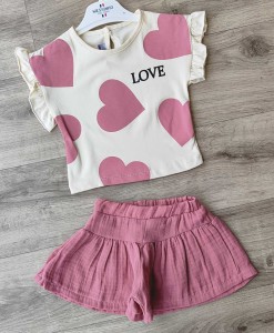 Костюм Messinho "Love" малиновый(темный), девочка 9-12-18-24 месяцев