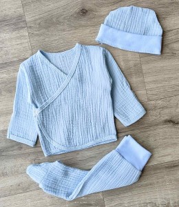 Комплект "Однотонный" голубой, мальчик 0-3 месяцев