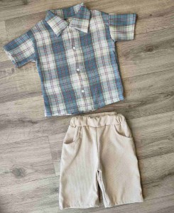 Костюм "Клетка" бежевый, мальчик 4-5-6-7 лет