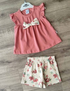 Костюм Nazar Baby "Бантик+цветочки" кораловий, дівчинка 9-12-18-24 місяців