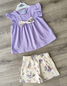 Костюм Nazar Baby "Бантик+цветочки" фиолетовый(сиреневый), девочка 9-12-18-24 месяцев