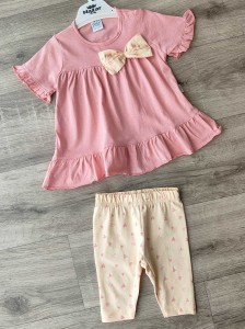 Костюм Nazar Baby "Бант+серце" рожевий(пудра), дівчинка 9-12-18-24 місяців