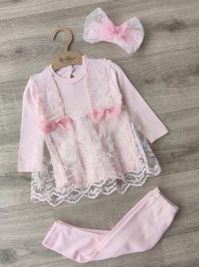 Комплект Findik "Бантики", розовый, девочка 3-6-9 месяцев