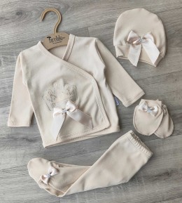 Комплект Findik «Коронка» бежевий, дівчинка 3 місяці