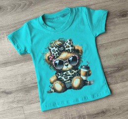 Футболка "Мишка" зеленый, девочка 1,5-3-5-7-9 лет