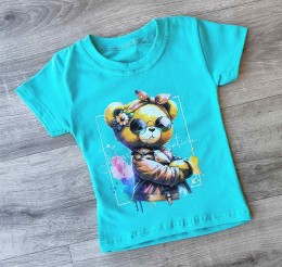 Футболка " мишка"  зеленый, девочка 1,5-3-5-7-9 лет