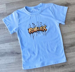 Футболка "Роблокс" голубой, мальчик 10-11-12-13 лет