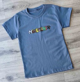 Футболка "Майнкрафт" серый(графитовый), мальчик 10-11-12-13 лет