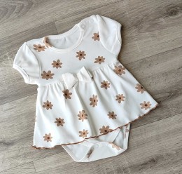 Боді-сукня "Квіточки" молочний, дівчинка 3-6 місяців