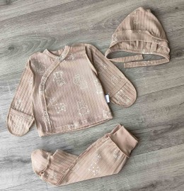 Комплект «Зверюшки» коричневый, унисекс 0-3 месяцев